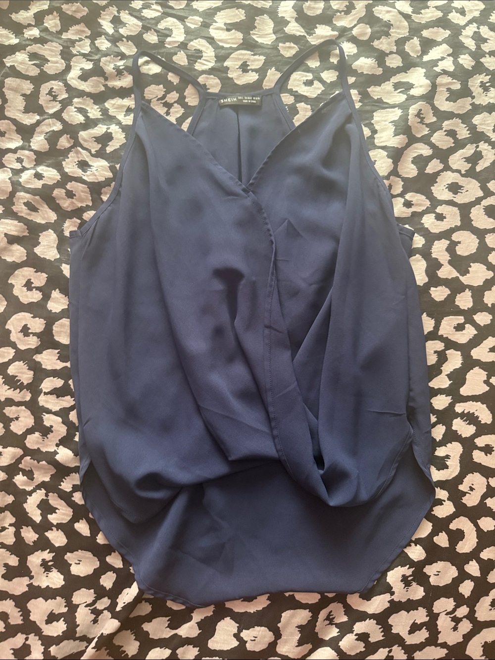 SHEIN Navy Draped Surplice Spaghetti Strap Cami